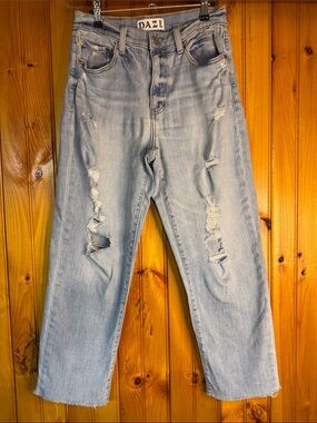 DAZE Light Wash Distressed Boyfriend Jeans — Relaxed High-Rise